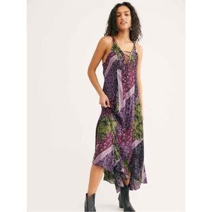 Free People Work Of Art Maxi Slip Dress Fairy Grunge Asymmetric Whimsigoth Goth